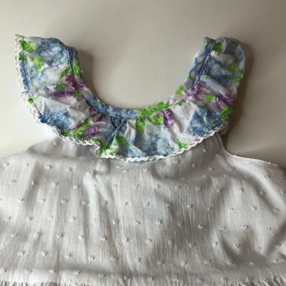 Tommy Bahama Girl's White Swiss Dot Garden Floral Dress & Headband Size 6 - Picture 8 of 14